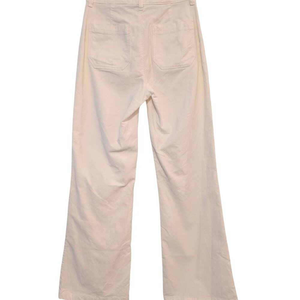 Faherty Womens Size 26 Egret White Corduroy Patch Pockets Wide Leg Pants Flaw - Picture 2 of 12